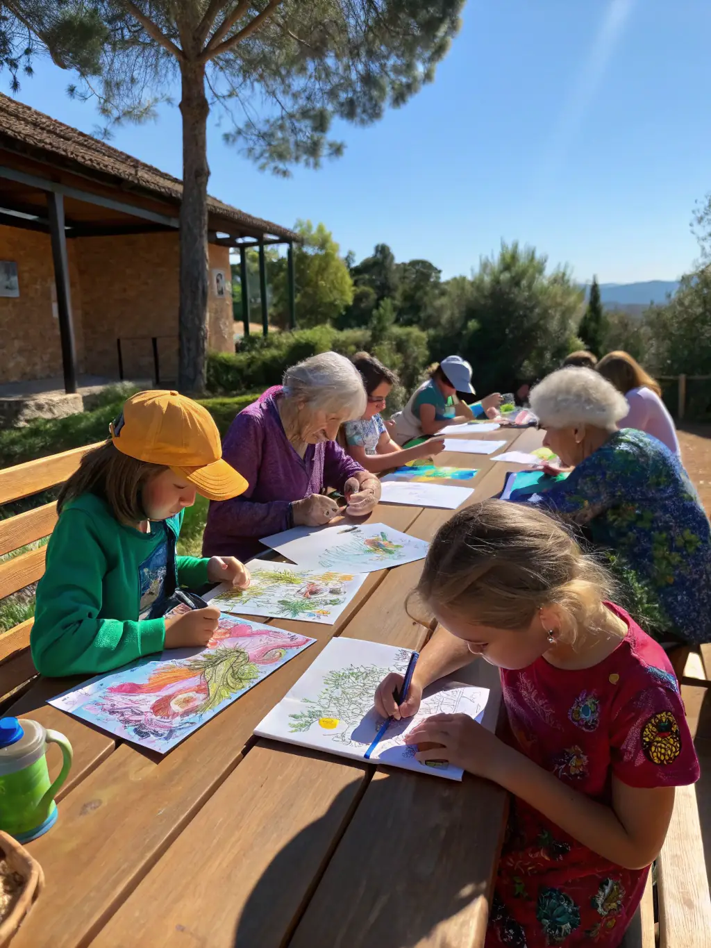 A diverse group of people participating in a community art workshop, painting and laughing together, showcasing the inclusive and joyful atmosphere fostered by SAVALAURE.